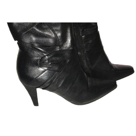 Womens BLACK BOOTS - Calf Height Heeled - boots - 17" tall - 3" heel - good condition - size 8.5 A+ Stuff A+ Stuff Shoes
