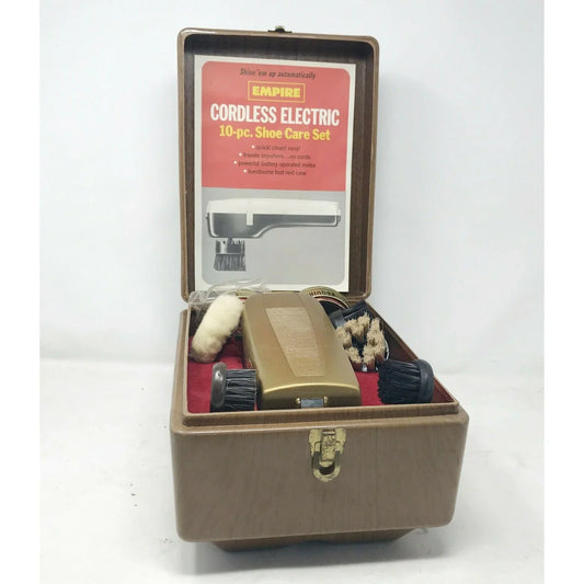 Vintage Empire Cordless Electric Shoe Care Set (Sears) - w polish, pads etc EMPIRE A+ Stuff Shoe Care Kits