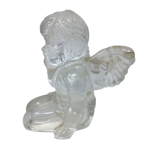 Clear Glass Angel Candlestick Holder - Sweet Cherub Decor A+ Stuff A+ Stuff