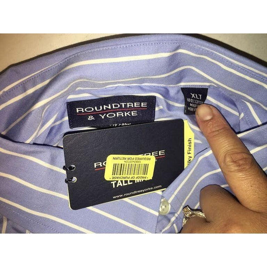 ROUNDTREE and YORKE Mens XLT Blue with WHite stripes button down dress shirt - Tags still attached roundtree and yorke A+ Stuff Shirts & Tops