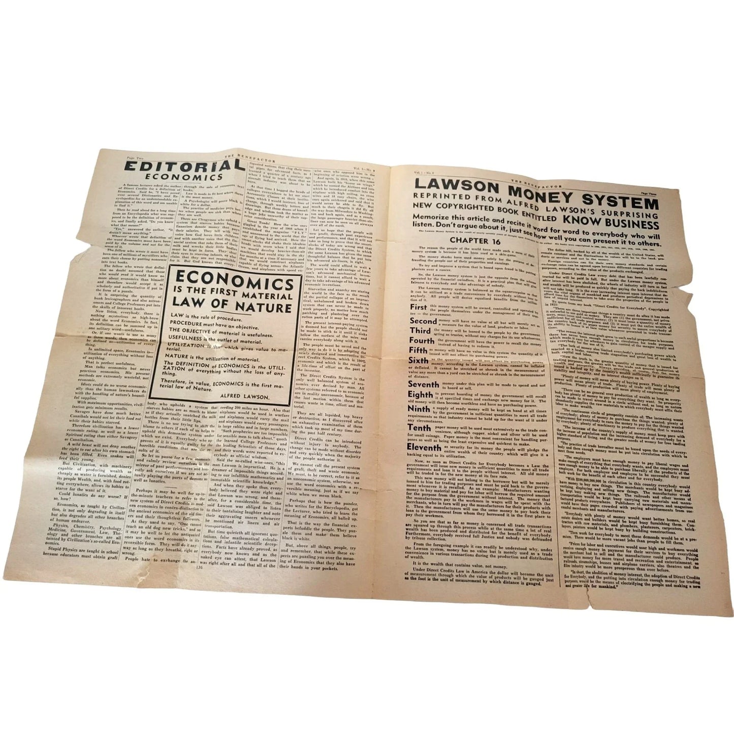 The BENEFACTOR Alfred Lawson Vol 1 No. 20 and Vol 1 No. 9 Religious Publication Alfred Lawson A+ Stuff Newspapers