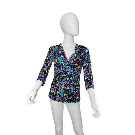Womens Dark Speckled Shirt - Size Medium - V Neck Collar Unbranded