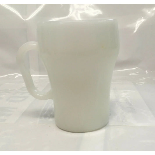 FIRE KING white Coffee Cup MILK GLASS MUG vintage coca cola shape FIRE KING A+ Stuff Mugs