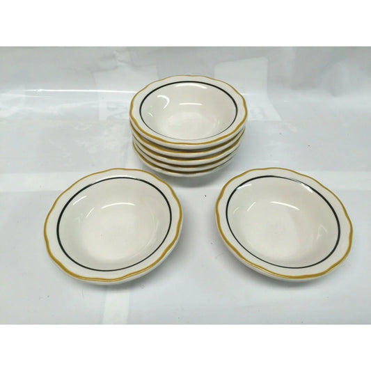 Set of 6 Buffalo China RESTAURANT Fruit BOWLS with Mustard and Black Rings Buffalo China A+ Stuff Bowls