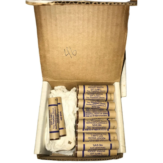Box of 48 Vintage Model Rocket Engines Dot Class C 1/2 A3-3m - Local Pickup or Ground Shipping Only A+ Stuff A+ Stuff