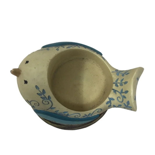 Very Cute Blue and Yellow Bird "LOVE' Votive Holder - Filagree art on birt in Nest A+ Stuff A+ Stuff