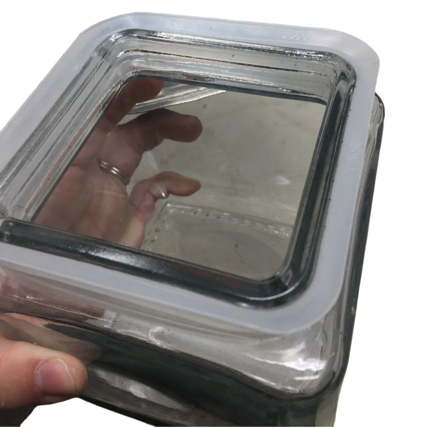 Set of 3 Clear Glass Square Canisters with Airtight Lids 2 7" , one 4.5" A+ Stuff A+ Stuff