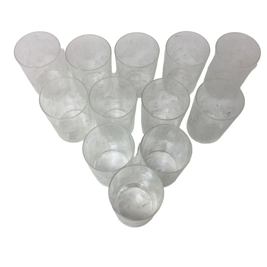 Vintage Crystal Juice, Punch or Cocktail Glasses 3.75" Tall - Grapes / Foliage Pattern A+ Stuff A+ Stuff