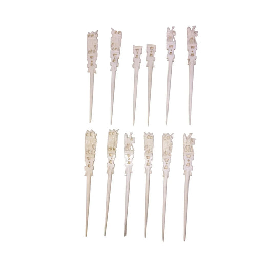 Vintage White Sandwich Picks Elephant and Camels on top. Set of 12 A+ Stuff A+ Stuff