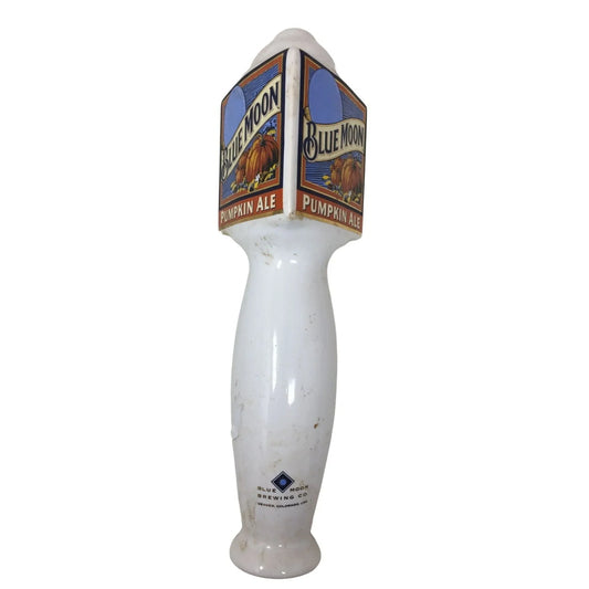 Blue Moon PUMPkin Ale Beer Tap Handle - White eramic with Triangular Head - Man Cave - Barware Blue Moon A+ Stuff