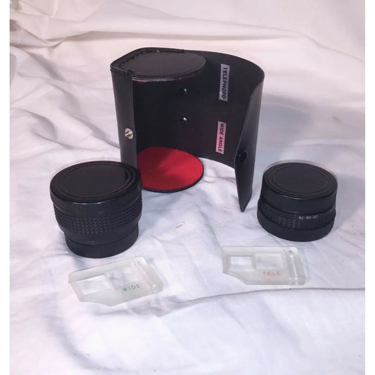 Vintage PHOTOGRAPHER LENS Set w Case WIDE ANGLE & TELEPHOTO Lenses Unbranded