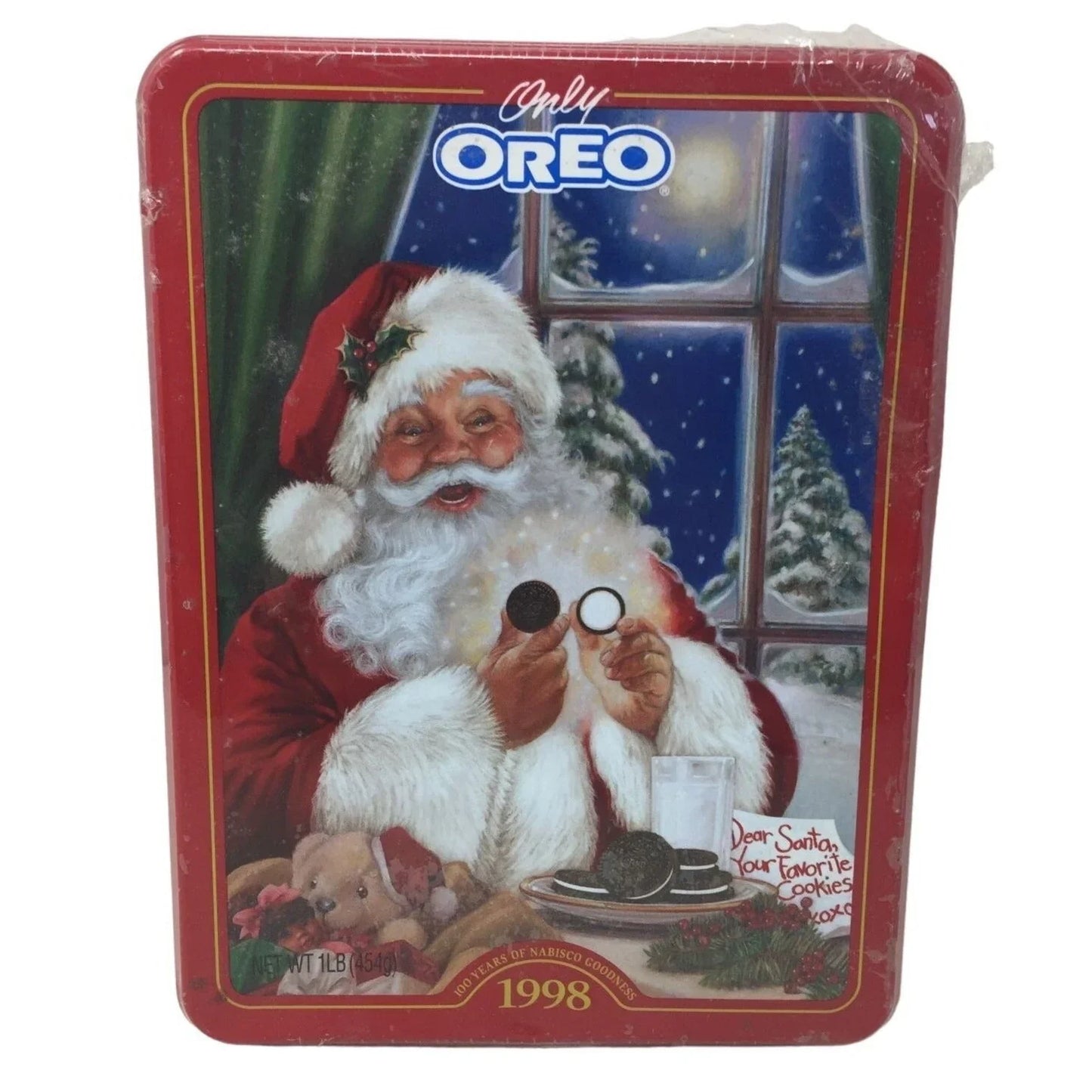Only Oreo 1998 Santa Claus Eating Oreo Cookies Tin Sealed with Contents Anniversary Limited Edition Advertising Collectible Nabisco A+ Stuff