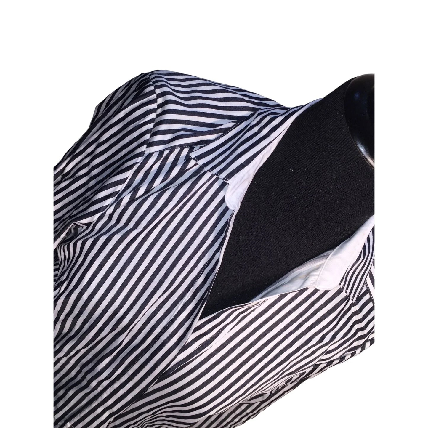 H&M Womens oversize Striped button down blouse with white cuffs - Size 10 (stretchy) HM A+ Stuff