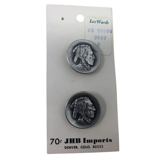 Vintage Indian Head Buttons - New on orig. Card A+ Stuff A+ Stuff
