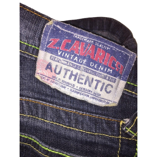 Vintage Z Cavarricci Jeans - Womens size 9 Green Swirl Embroidered Pockets Lime Green and tan threads Z Cavarricci A+ Stuff