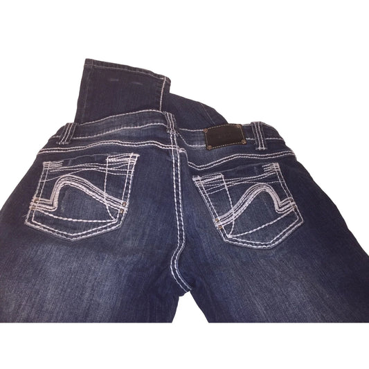 Vintage RED RIVET Dark Blue Wide Ankle Jeans with Contrasting white Threads - Size 9 Red Rivet A+ Stuff