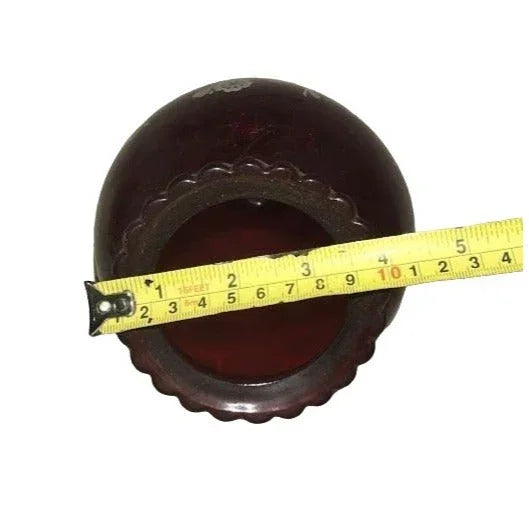Vintage Deep Red Vase with Scalloped edge on rim and White Birds by nest in Cherry Blossom Tree Art - Approx. 9" tall - good condition ( see A+ Stuff A+ Stuff Vases