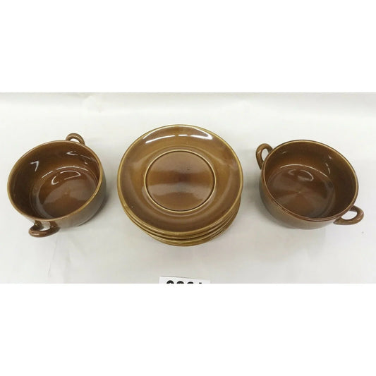 Vintage Stoneware Cup (Bowl?) Set w Saucers - Retro Color & Style A+ Stuff A+ Stuff Bowls