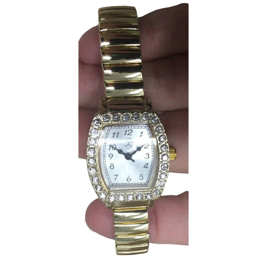 Gold Tone Women's Wristwatch with rhinestones around face - Nice style A+ Stuff A+ Stuff