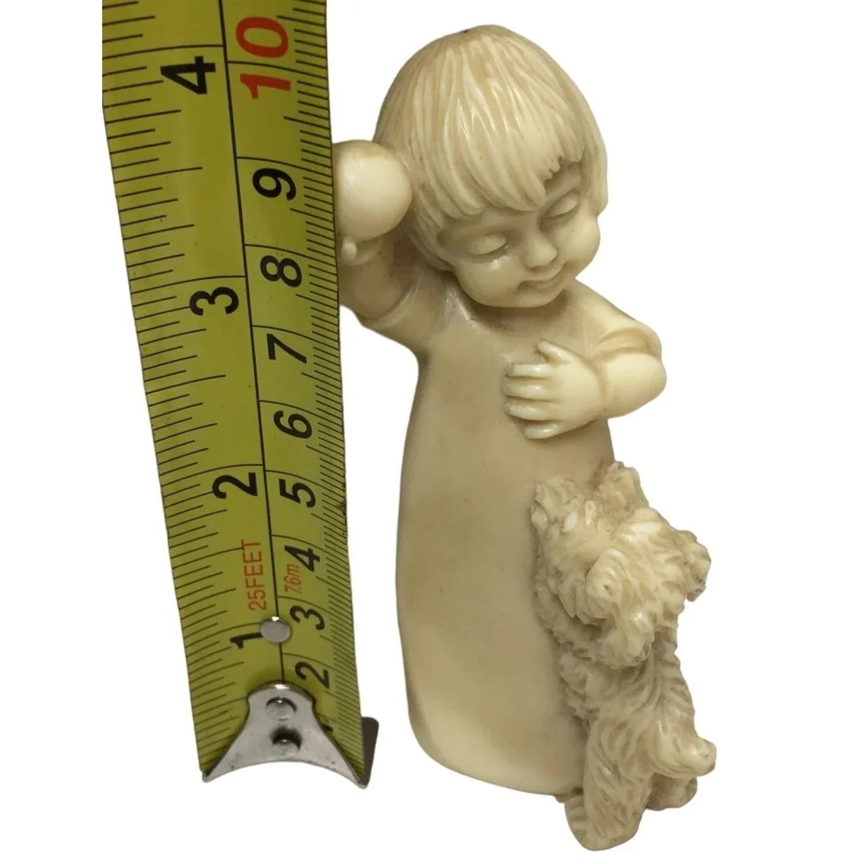 BIanchi Vintage (1979) Alabaster Figurine - Child Playing with Dog - Italy - Contented happy face Bianchi A+ Stuff