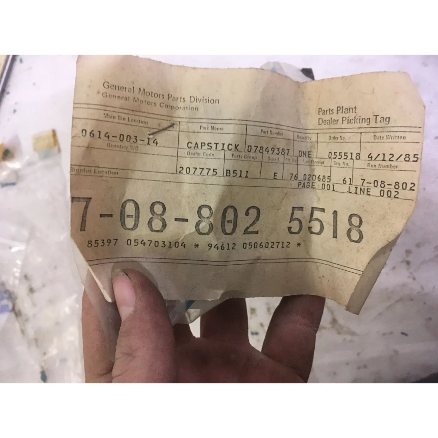 Genuine General Motors CAPSTICK (Power Steering Cap) GM Part No. 07849387 Vintage Replacement part. General Motors A+ Stuff gm capstick