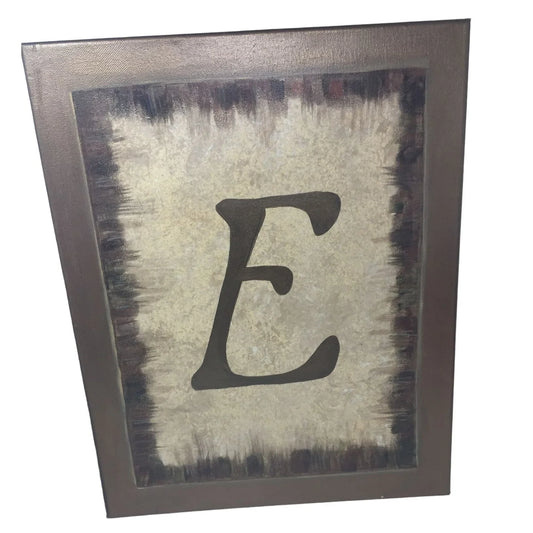 Painting on Canvas of Framed Large Letter E -No Frame, just painted canvas to look like frame - UNIQUE! A+ Stuff A+ Stuff