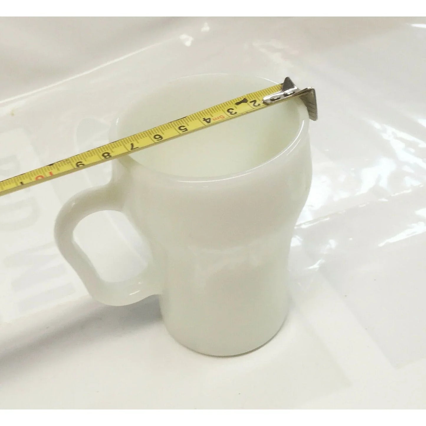 FIRE KING white Coffee Cup MILK GLASS MUG vintage coca cola shape FIRE KING A+ Stuff Mugs
