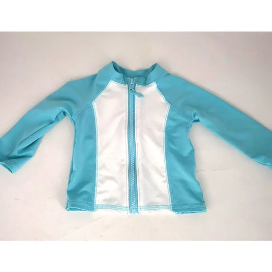 Cat and Jack Infant 9mos aqua and white zip up athletic baby jacket cat & jack A+ Stuff Coats & Jackets