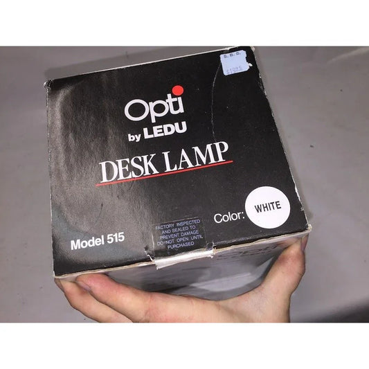 White and black desk lamp - w thick base - Dorm lamp - study lamp - dirt on base OPTI BY LEDU A+ Stuff Lamps