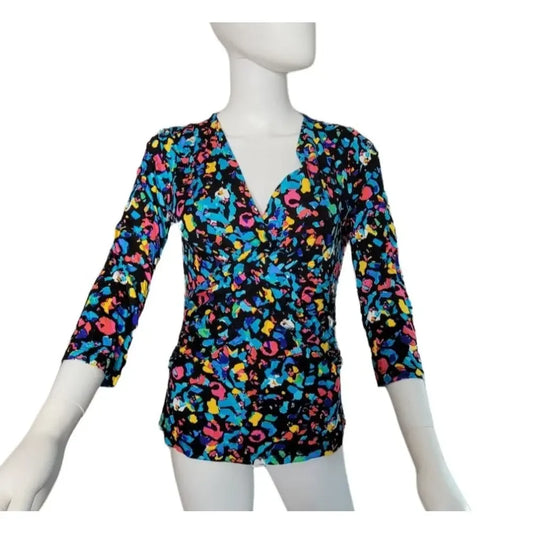 Womens Dark Speckled Shirt - Size Medium - V Neck Collar Unbranded