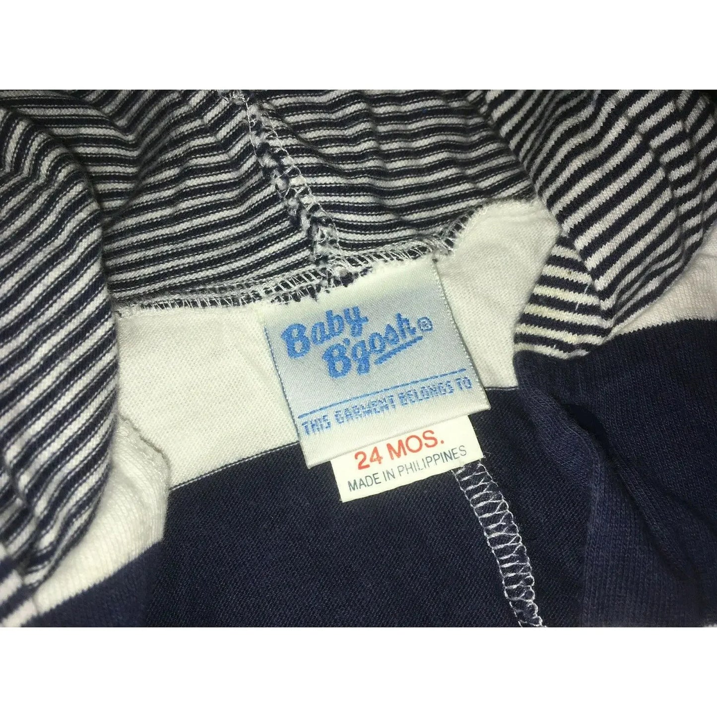 Vintage Baby B Gosh Boys Navy Stripe ROMPER Size 24mo Navy Stripe NAVY