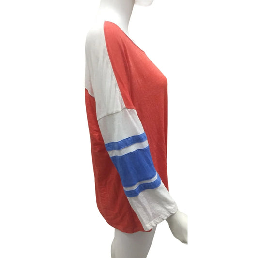 WOmen's Athletic Style Pink, White and Blue Shirt w/ Tie At Waist Size XXL SO American Authentic A+ Stuff