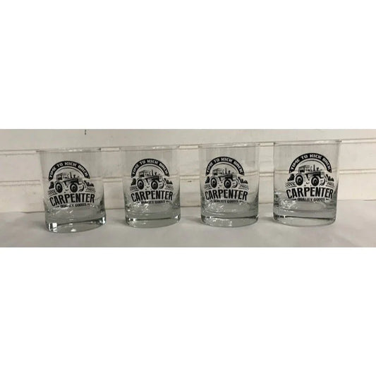 'Time to Kick Back!' Carpenter Quality Goods Country Style 'Rocks' / Whiskey Glasses (set of 4) Carpenter Quality Goods A+ Stuff Glass
