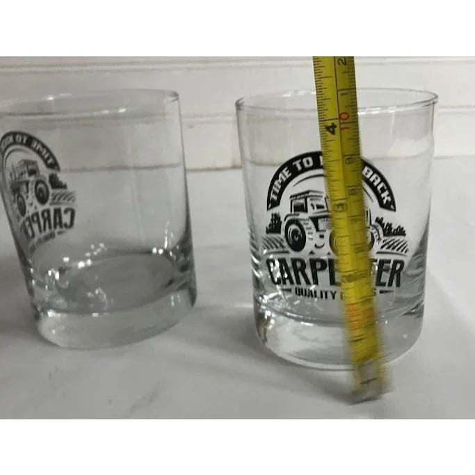 'Time to Kick Back!' Carpenter Quality Goods Country Style 'Rocks' / Whiskey Glasses (set of 4) Carpenter Quality Goods A+ Stuff Glass