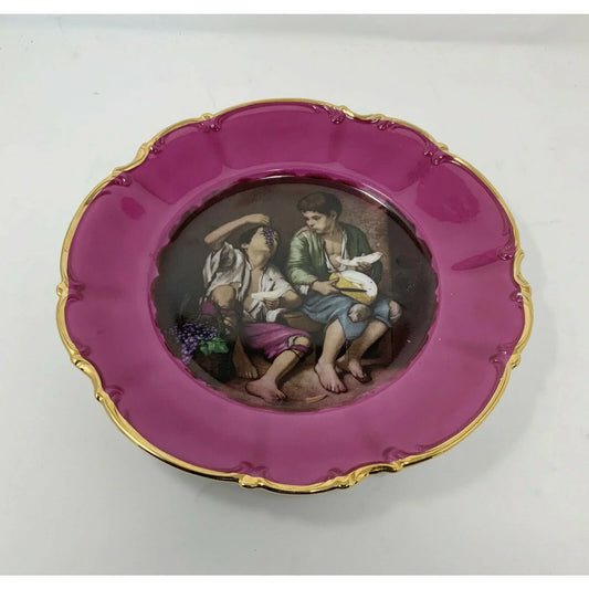 BOYS EATING GRAPES Bavaria Waldershof Germany Handarbeit 22K Gold bavaria Waldershof Germany Handarbeit A+ Stuff Plates