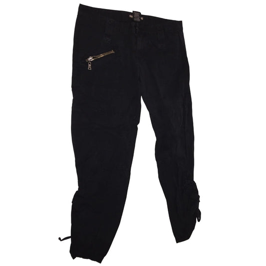 Vintage GUESS Black Cropped Jeans with Diagonal Zipper Pocket and ties on bottoms - Size 29 GUESS Jeansa A+ Stuff