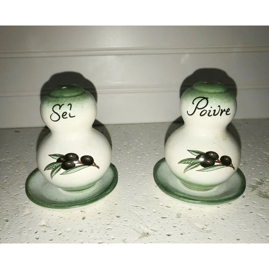 SEL and POIVRE Ceramic SALT AND PEPPER SHAKER SET Olives Trays Unbranded A+ Stuff Salt & Pepper Shakers