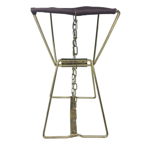 Vintage Camping Stool Portable Brown Canvas & Metal Chair Folds up for easy Transport - Little to No Use - Great Find!