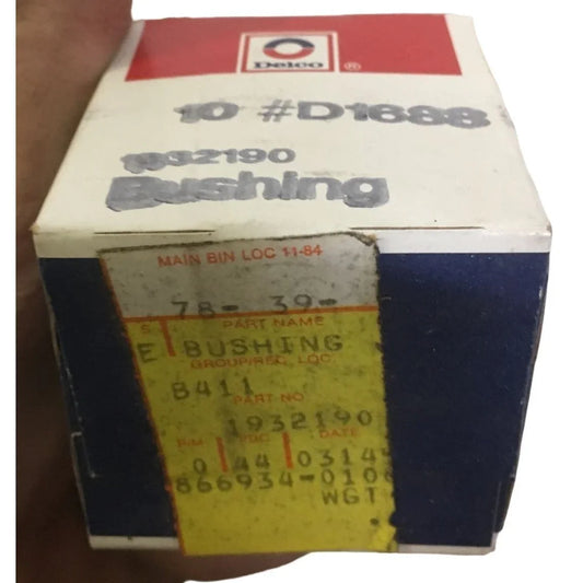 Genuine Delco NOS GM vintage Auto Part no 1932190 BUSHING, B411 - #D1688 - Discontinued General Motors OEM Part - selling box with 5 ins DELCO A+ Stuff