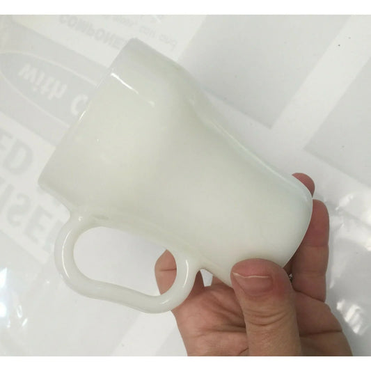 FIRE KING white Coffee Cup MILK GLASS MUG vintage coca cola shape FIRE KING A+ Stuff Mugs