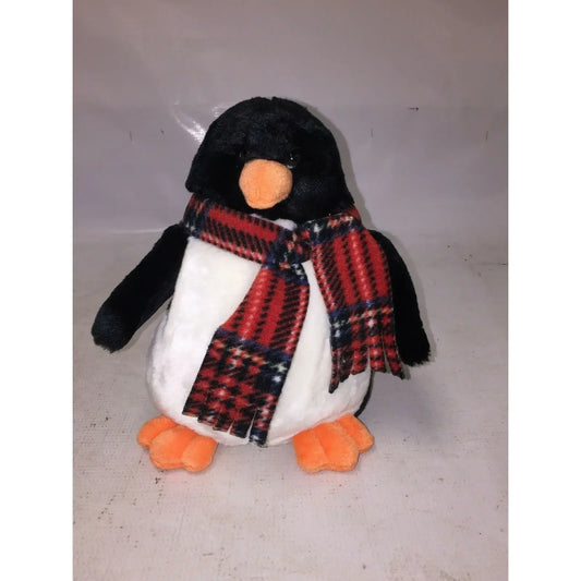 Russ CHATTERS Penguin Black White w Scarf 8” Plush Stuffed Animal RUSS