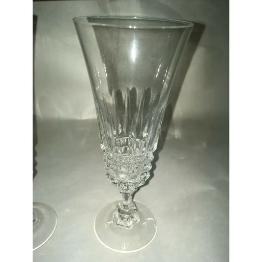 Vintage CRISTAL d'ARQUES - Taille- 4 Cut Glass CHAMPAGNE FLUTES CRISTAL d'ARQUES