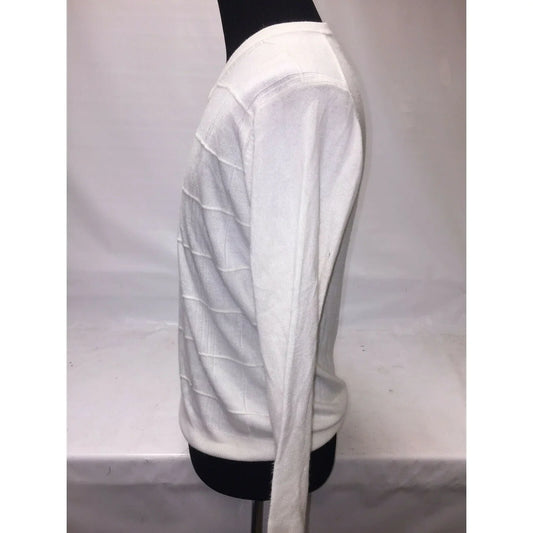 Men's DOCKERS White Ribbed SWEATER Size M (Medium) V Neck Collar DOCKERS A+ Stuff Shirts & Tops