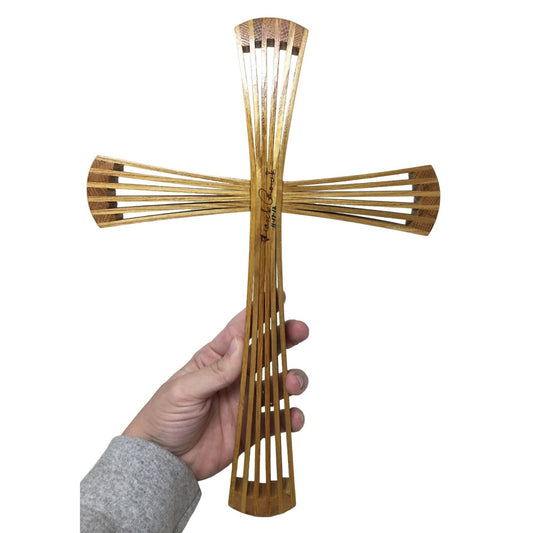 Wooden Cross - Tips Fanned out to make nice Full- Looking Effect 12.5" Tall
