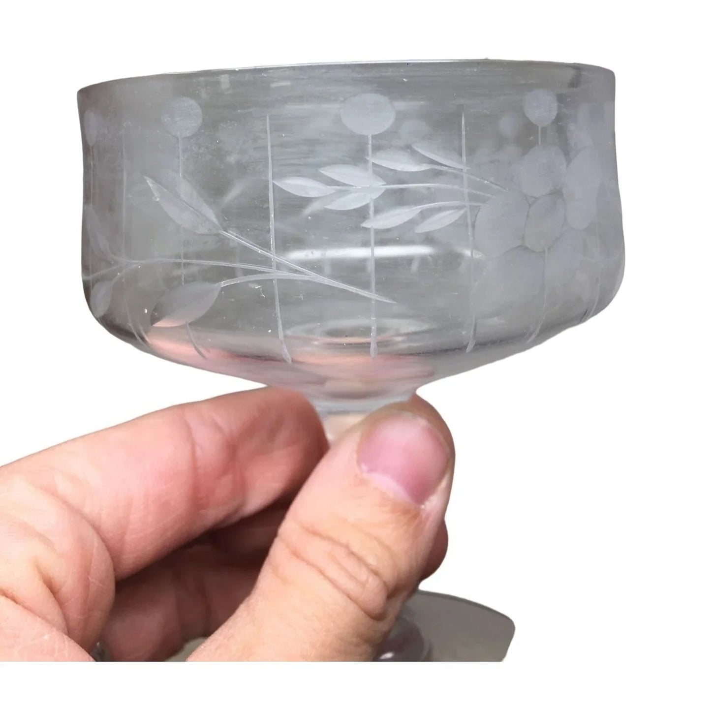 Crystal Dessert or cocktail Goglets Grape Foliage / Wheat Pattern 3.5" Tall Set of 8 A+ Stuff A+ Stuff