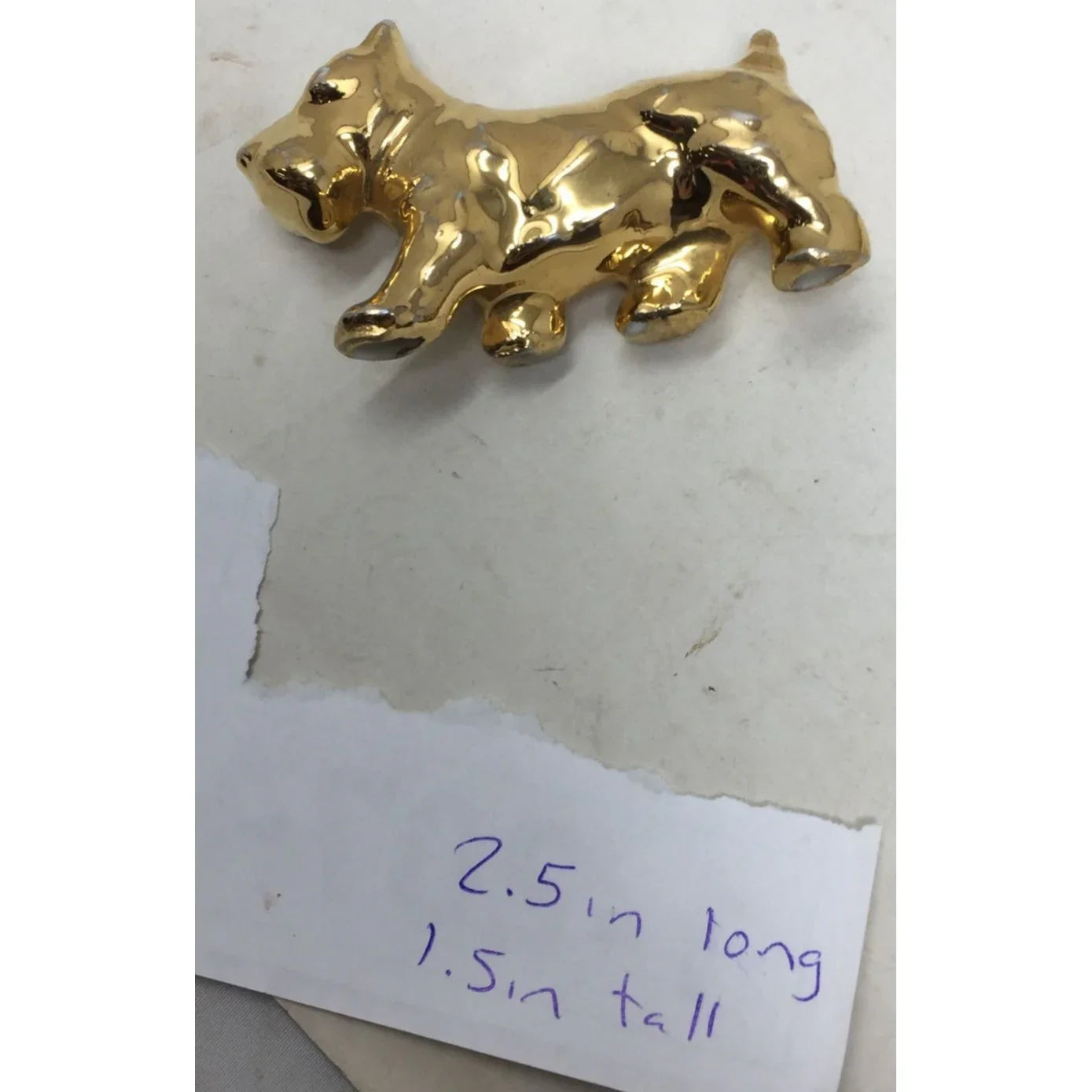 Vintage Shiny Ceramic Gold Tone Painted Scottie Dog Figurine 2.5" A+ Stuff A+ Stuff