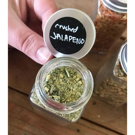 Dried and crushed jalapeno peppers to add some heat! No other Ingredients. Carpenter Quality Goods A+ Stuff Peppers