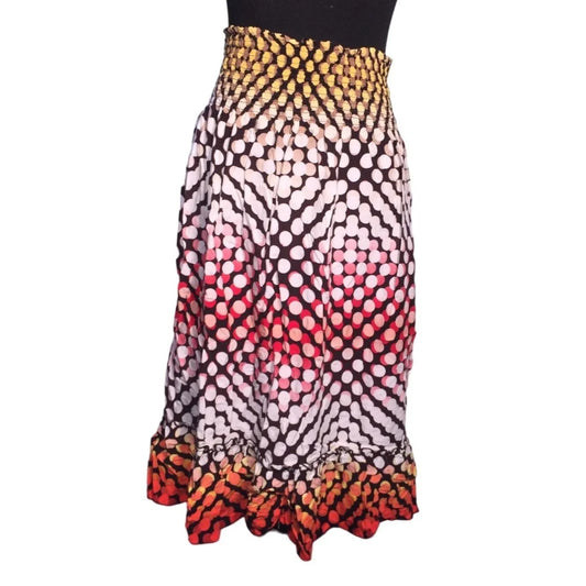 Catch My i - Colorful Dot Illustion looking Gypsy Skirt - Medium Length - Womens size Medium Catch My i A+ Stuff