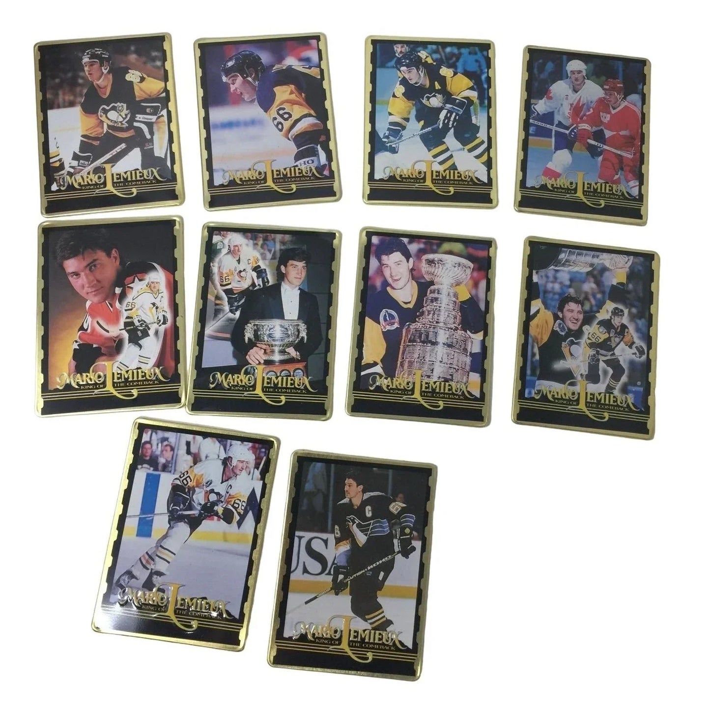 Mario Lemieux King of the Comeback Metal Collector Cards in Tin - NHL Collectible Metallic Impressions A+ Stuff
