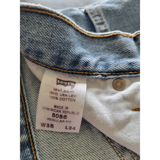 Levis 505 Regular Fit Blue Jeans W36 L34 - Nice Worn Color Levis